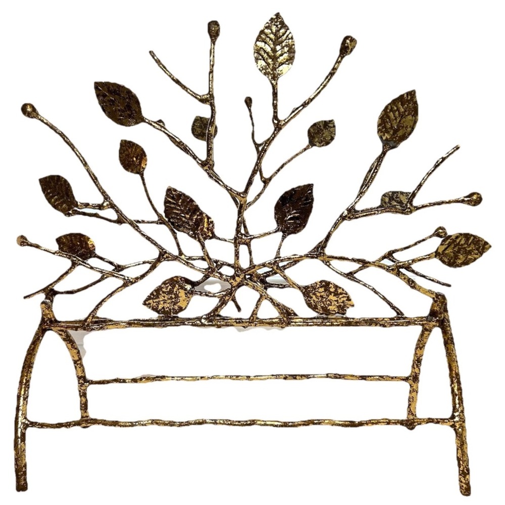 Magazine Rack Gold Guilted Iron Leaf Branch Design